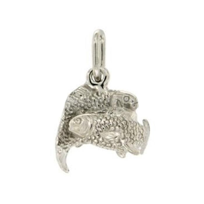 Ciondolo zodiaco pesci mm 16x19 in argento microfuso rodiato titolo 